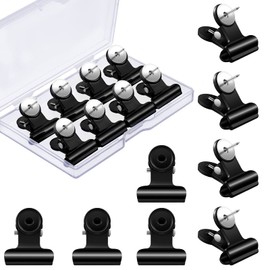 Sabary 30 Pieces Push Pins Clips Bulldog Thumbtack Clips Plastic Push Pins with Clips for Cork Board Bulletin Boards and Photo Walls (Black,20 mm) (Pins & Tacks-4033)
