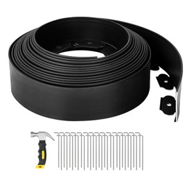 GROWNEER 33FT Landscape Edging Flexible 4 inch Tall Garden Border with 30pcs Galvanized Steel Anchoring Spikes and Hammer Lawn Edging Kit for Flower Bed, Pathway, Landscaping Project, Black