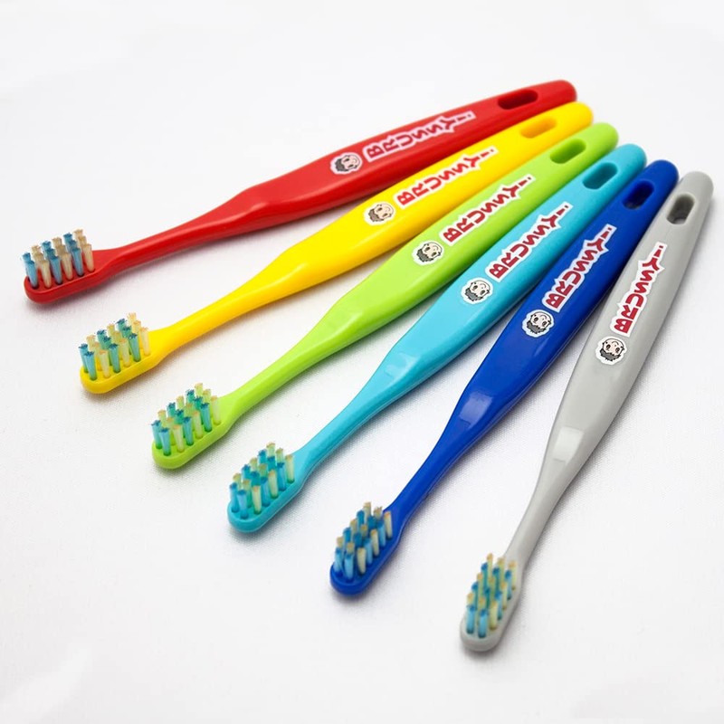 UFCサプライ こどもハブラシ BRUSSY! ブルー 6色 12本セット グレー、イエロー、レッド、ライトブルー、ダークブルー、ライトグリーン×2本 12個 (x 1)