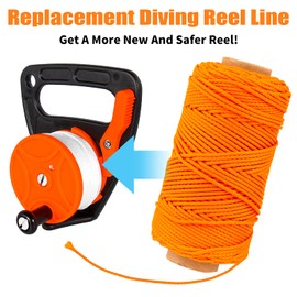 150ft Scuba Diving Reel Line Replacement,2mm High Strength Spool Reel Line Cord for Scuba Dive Reel - Deep Sea, Wreck and Cave Diving, Safety Dive Marker, Dive Float Flag Orange