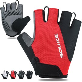 Souke Fingerless Cycling Gloves Padded Cycling Gloves Half Finger Cycling Gloves Mountain Bike Gloves Non-Slip Breathable for Men Women
