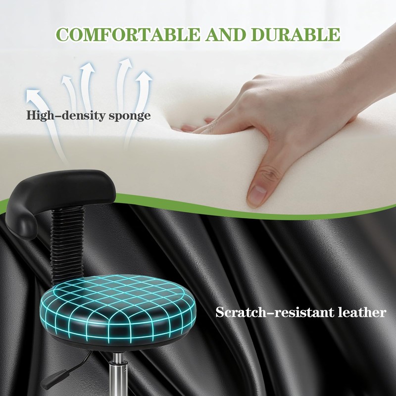 Antlu Rolling Stool with Back Support Tattoo Chair for Artist,