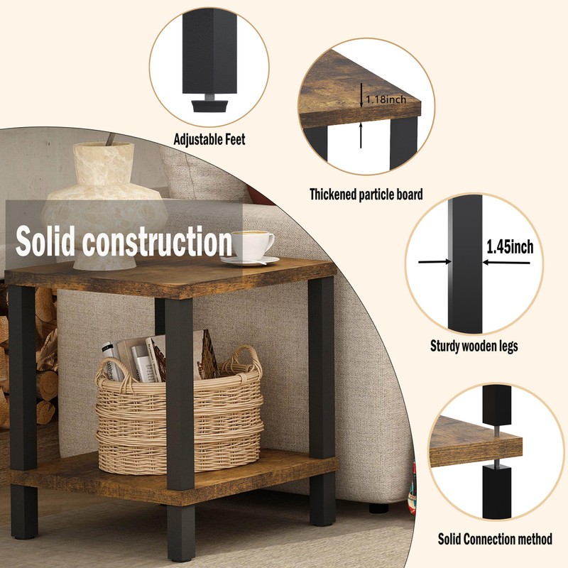 MMEOLUOOK Large End Table Square Side Table Modern Sofa Table