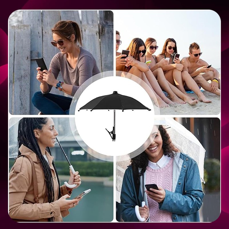 Leeneen Mini Umbrella Sun Protection Anti-Glare Universal Fit All Smartphones
