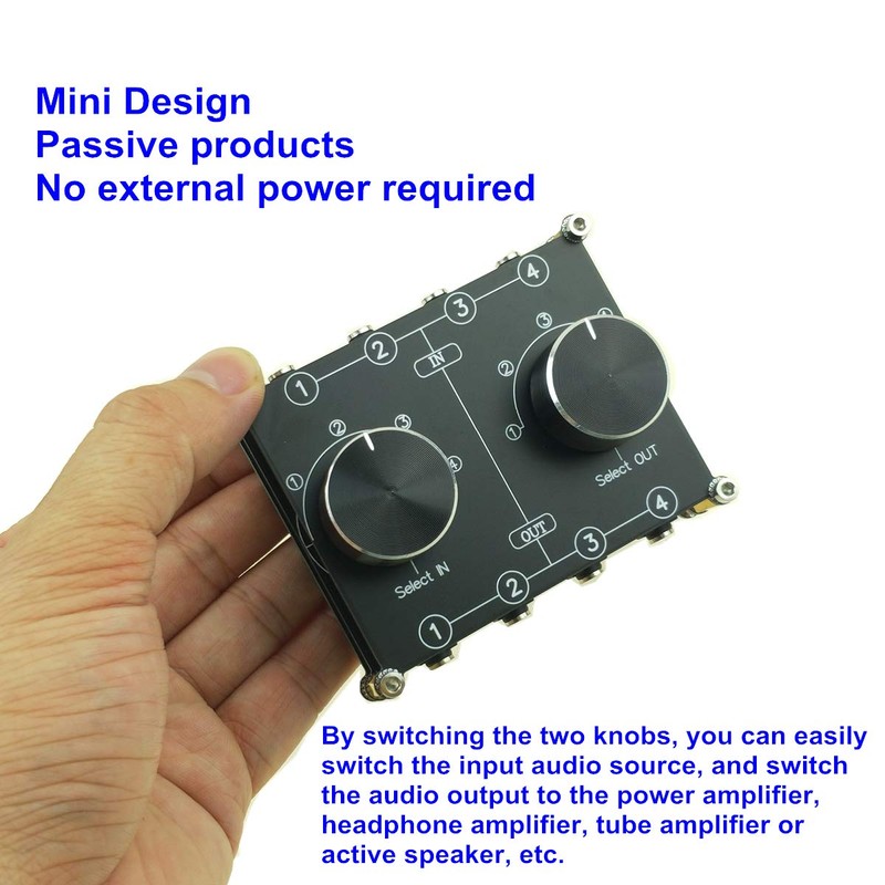 4 Input 4 Output 3.5mm Audio Switch box, AUX Switcher,