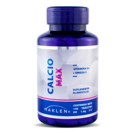 Calcio Max | Calcio + D3 Y Omega 3 | 140 Tabletas | Maklen Sabor Sin Sabor