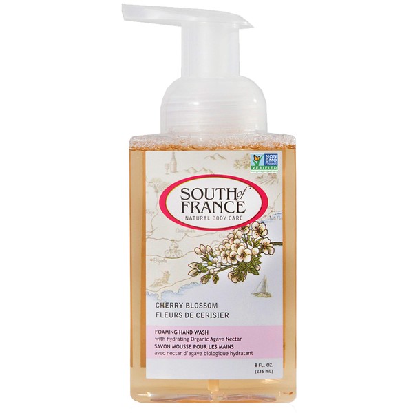 South of France Natural Body Care Foaming Hand Soap 8oz - Foam Hand Wash (Cherry Blossom, 1 Bottle)
