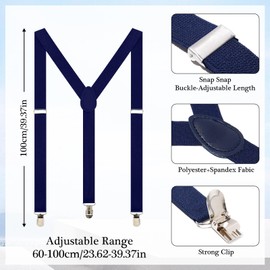 GZJINYUAN 4Pcs Kids Boys Suspenders Bowtie Sets with Black Glasses Vintage Newsboy Cap for Boys Girls Wedding 1920s Costume Accessories (Dark Navy)