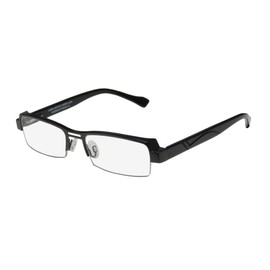 Harry Lary's Trophy Mens/Womens Designer Half-rim Spring Hinges Style Trendy Classes Eyeglasses/Spectacles (51-17-135, Black)