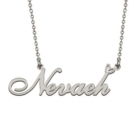 HUAN XUN Silver Initial Letter Necklace for Women Girls Nevaeh Custom Nameplate