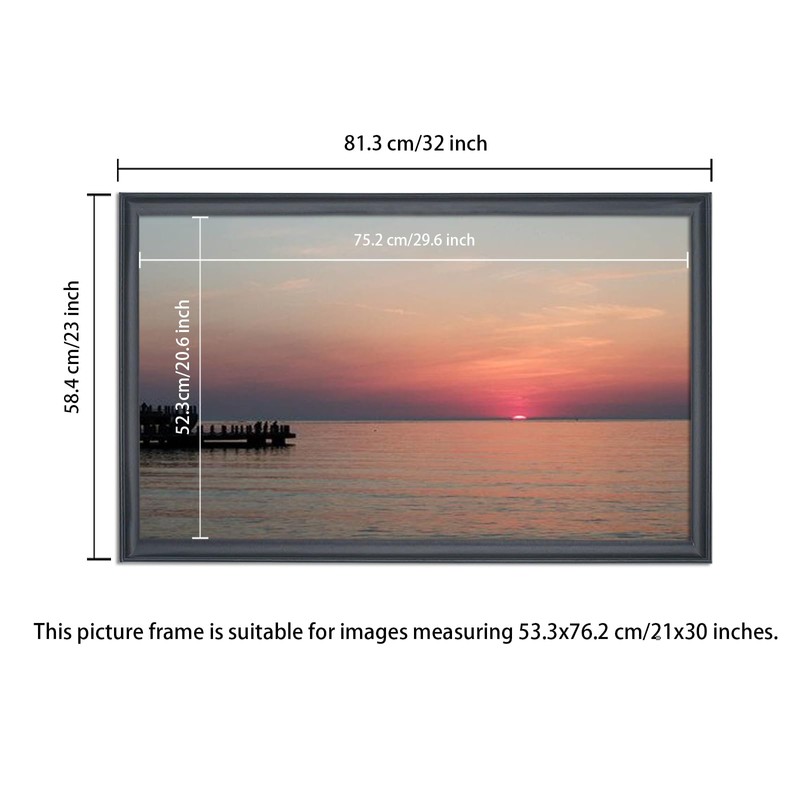 ASXBMIJO 21x30 inch Picture Frame Solid Wood Black,Suitable for Panoramic