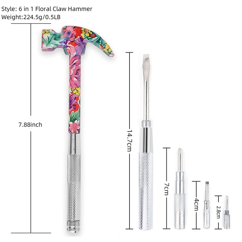 6 in 1 Metal Hammer & Screwdriver Multitool Set with