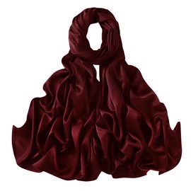 Lina & Lily Luxury Satin Hijab Head Scarf Shawl Wrap for Muslim Women Extra Long (Burgundy)