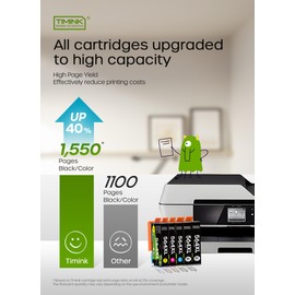 Timink Compatible Ink Cartridge Replacement for HP 564XL 564 XL Compatible with DeskJet 3520 3522 Officejet 4620 Photosmart 5520 6510 7520 7525 Printer (2 Black 1 Cyan 1 Magenta 1 Yellow, 5 Pack)