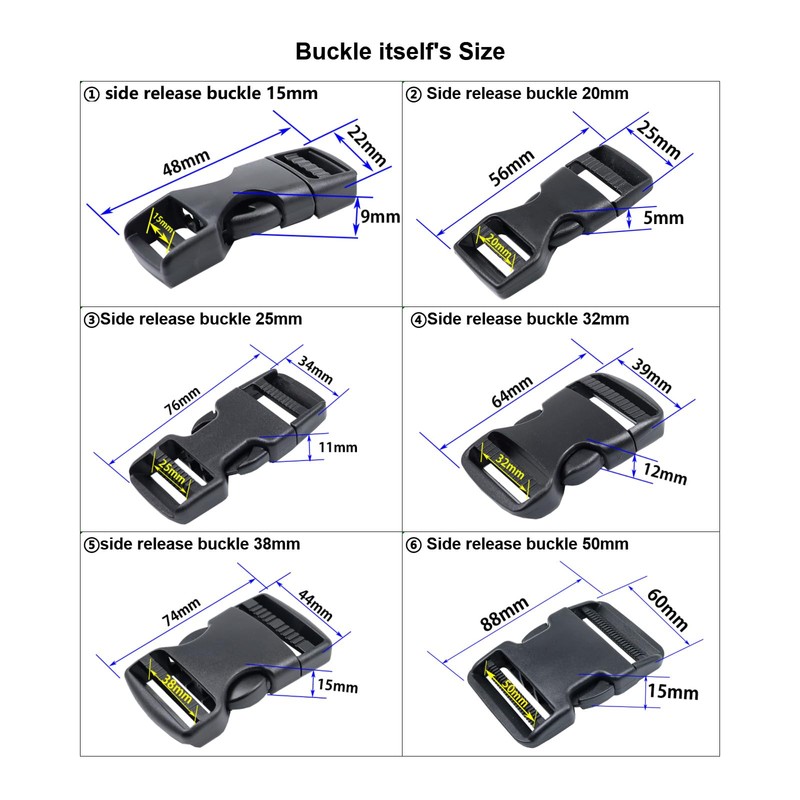 Plastic Side Release Buckle 20mm Heavy Duty Plastic Buckle Clips