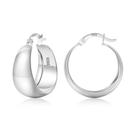 EXGOX Gold Hoop Earrings for Women Sterling Silver Post Hoops Earrings for Women Wide Thick Silver Hoop Earrings Hypoallergenic Lightweight 14k Real Gold Plated Hoop Large Earrings (25/30/40/50MM)