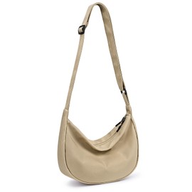 Small Sling Crossbody Bag for Women Men Trendy, Mini Crescent Bag with Adjustable Strap, 2 Zippers Lightweight Nylon Bag