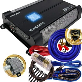 Gravity 4000.1D Class D Car Amplifier - 4000 Watts, 1 Ohm Stable, Digital, Monoblock, Mosfet Power Supply, Great for Subwoofers (2nd Generation) with 4 Gauge Kit Blue Bundle