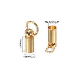 sourcing map Fold Over Cord End Caps Rose Gold 3mm OD with Crimp Covers Lobster Claw Clasps DIY Jewelry Making for Bracelets and Necklaces Crafting 20 Pcs