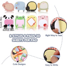 Colourful Cartoon Animals Sticky Notes, Pack of 24 Cute Sticky Notes with 8 Designs, Bookmarks for Children, Sticky Notes without Residue, Ideal Small Items for Children, School, Office & More