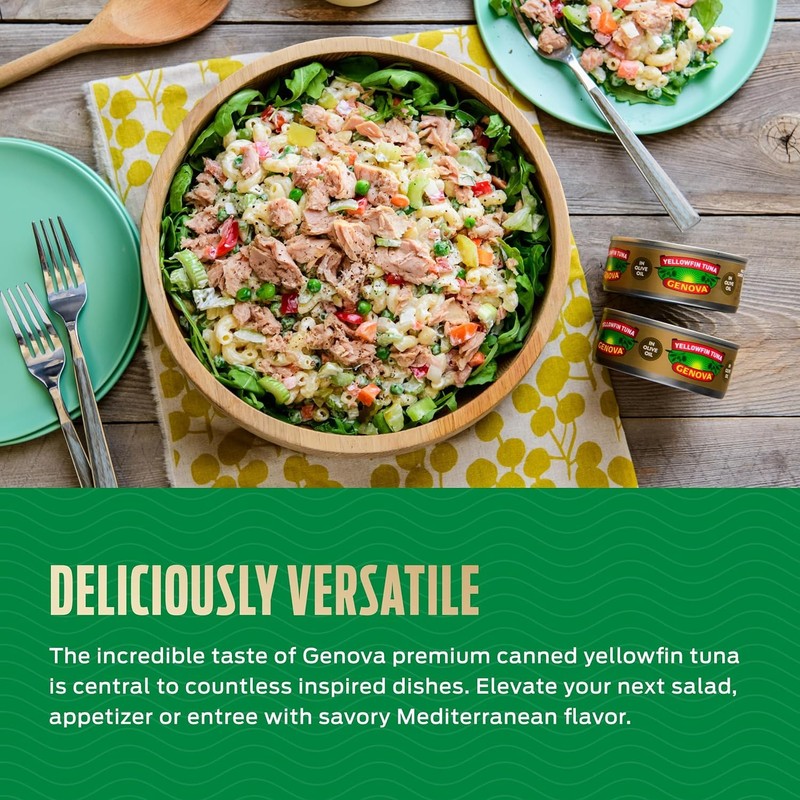 Genova Premium Yellowfin Tuna in Olive Oil, Wild Caught, Solid