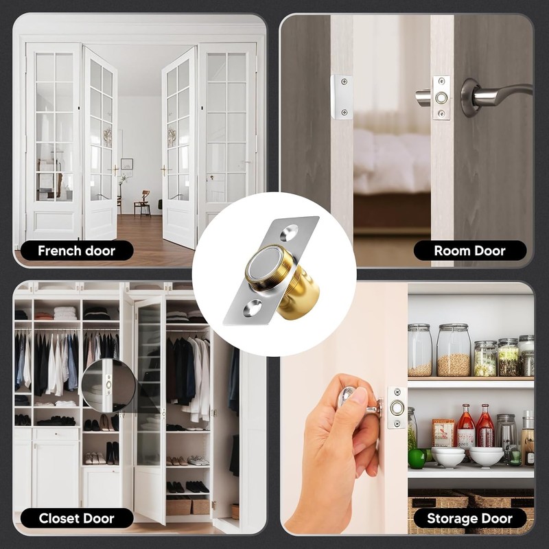 Magnetic Ball Door Catch, Grey, Concealed Hardware Lock for French