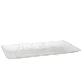 Posh Setting Clear Plastic Serving Tray, Disposable Party Platters, Wood Grain Pattern, Disposable Premium Durable Plastic, 17" x 9" Rectangular Serving Tray, 5 Pack