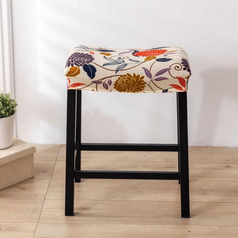 Bifaunvogel Bar Stool Cover (2 Pack), Rectangle, Printed Stretch, Backless,