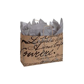 SSWBasics Large Paris Script Paper Shopping Bags - 16”L x 6”D x 12 ½”H - Case of 100- Paper Bags - Versatile Retail Bags - Paper Bags - Paper Bags Bulk for Retail, Gifts, and Events