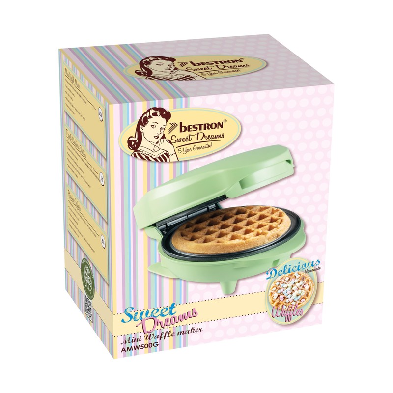 Bestron Mini Waffle Iron for Classic Waffles, Small Waffle Maker