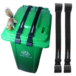 2PCS Bear Proof Trash Can Lock - Double Metal Claw for 28-96 Gallon Garbage Cans, Adjustable Strap, Raccoon & Animal Proof Outdoor Lid Lock