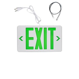 TANLUX Green Corded Exit Sign with 1.0 Meter Plug in Cord, Plug in Exit Sign with Battery Backup Lights for Business, Commerical Emergency Lighting, UL Listed, AC 120/277V, Double Face
