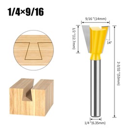 Boxonly Straight Cut Router Bit Milling Cutter Cutting Dovetail Bit 1/4 Inch Shank,9/16" Cut Diameter Wood Cutting Trimming Cutter Double Flute Straight Grooving Bits for Woodworking Dovetail Bit