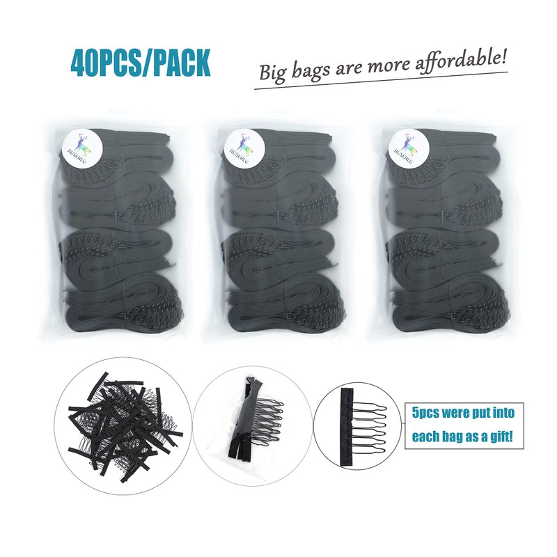 JIUSERLU 40 PCS Affordable Packaging Black Adjustable Elastic Band For