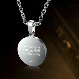 seensea Sports Pendant Necklace Football Inspirational Bible Verse Luke 1:37 Christian Gift for Teens