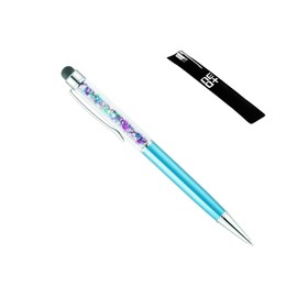 Quality 2-in-1 Capacitive Touchscreen Stylus and Ballpoint Pen with Crystals (LIGHT BLUE RAINBOW)