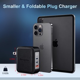 King Ma 20V/6.75A (MAX 140W) GaN Laptop Charger, PD 3.1 Fast Wall Charger with Foldable Plug & USB-C Cable, 3-Port Portable Charger Compatible with Asus FX86F/FX95G/FA506/FA706/FX95D/FX95G