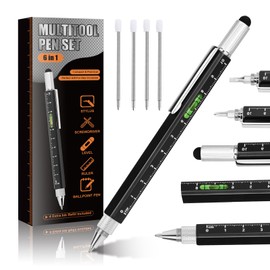 Pen Gifts for Men, 6 in 1 Multi Tool Pen, Cool Gadgets Tools for Men, Birthday Gifts for Men, Husband, Grandpa, Engineer, DIY