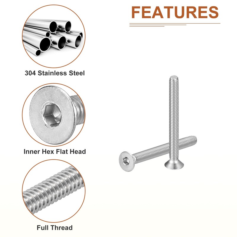 DTGN M4-0.7 x 40mm Flat Head Socket Cap Screws, 20