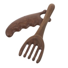 DECHOUS 2pcs Sandalwood Scalp Massager Comb with Handle Chinese Massage Gua Sha Hair Care Tool for Head Relaxation Design with Comfortable Grip for Salon and Home Use