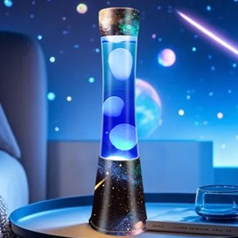 BAOYIKU Night Lights for Adults, 16inches Bedroom Motion Lamp with Blue Liquid White Wax Cool Novelty Light Home Office Decoration Lighting Holiday Present