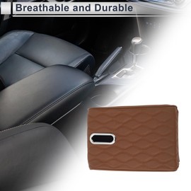 X AUTOHAUX Car Center Console Cover Car Armrest Cover Multifunctional 12.60"x8.66"x1.97" Brown Napa Leather Water Ripple Pattern