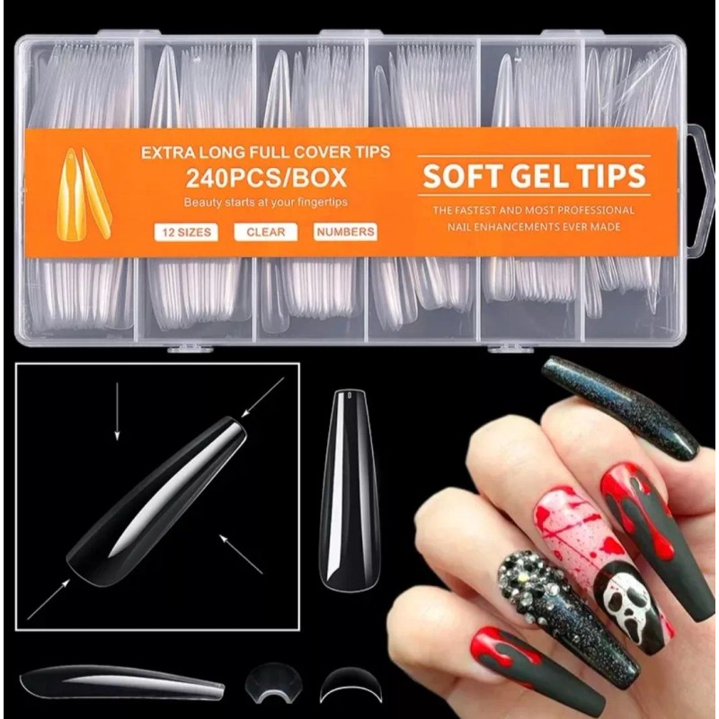 soft gel Uñas Postizas Tip Xxxl Caja Con 240 Uñas
