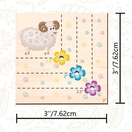 BENECREAT Sheep Corner Gauge Cross Stitch Corner, 1.5/2/ 2.5/3" (3.8/5/6.3/7.6cm) Wooden Corner Gauges Square Tool for Cross Stitch Starting Point Markers