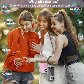 TACOMEGE Silicone Ring Phone Lanyard for Most Smartphones Cases (with Anchor), Soft Phone Loop Wrist Strap for Women (Purple)