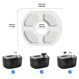 Stouchi Cat Fountain Filters Replacement, 6 Pieces Filters + 6 Pieces Sponge Filters for Pet Fountains, Suitable for WDQ1, Black White