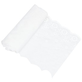 GORGECRAFT 3 Yards Eyelet Lace Trim by The Yard 23cm Wide Lace Roll White Cotton Embroidery Lace Trimmings Fabric for Scalloped Edge Decorations Dress Tablecloth Wedding Festival Event Decorations