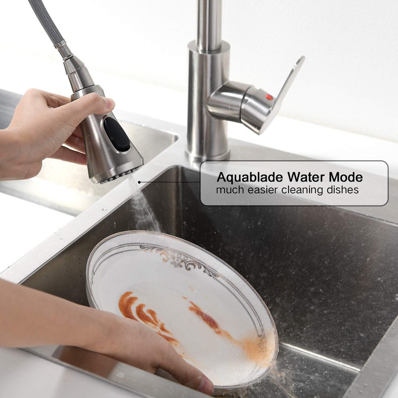 GORDEE Kitchen Faucet Sprayer Head Replacement, 3-Function(Stream/Spray/Aqua Blade) Sprayer Spout