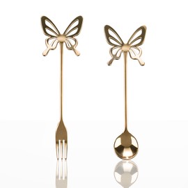 Flyto domestic Flyto butterfly teaspoon tea fork, butterfly tea fork silver / 플라이토 국산 플라이토 나비 티스푼 티포크, 버터플라이 티포크 실버