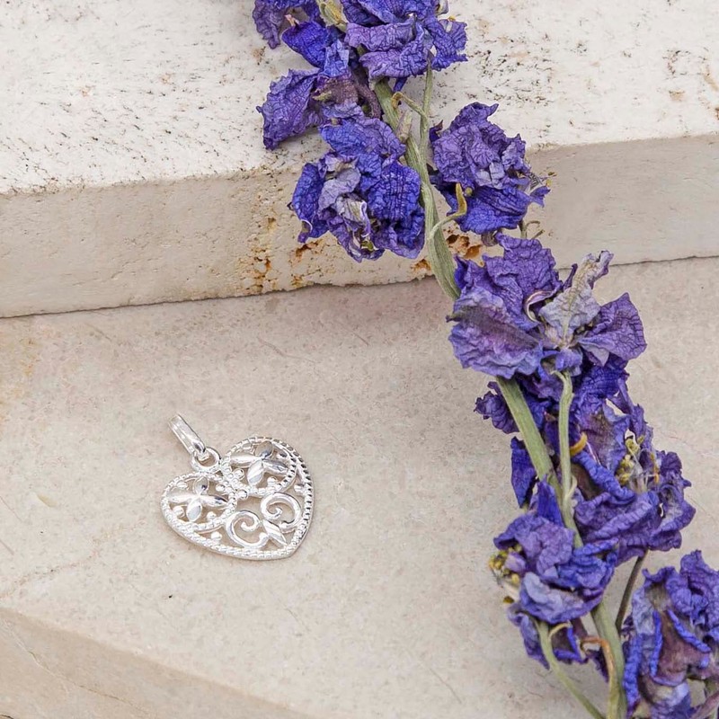 Tuscany Silver Women's Sterling Silver Filigree Heart Pendant - CHAIN